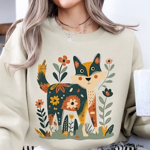 Scandinavian Folk Art Shirt, Scandinavian Dog Sweatshirt, Botanical Shirt Hygge Sweater, Aesthetic Nordic Sweatshirt Gift for Dog Lover