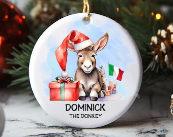 Dominick the Italian Christmas Donkey Ornament, Buon Natale, Ceramic Ornament, Christmas in Italy, Italian Christmas Gift, Chingedy Ching,
