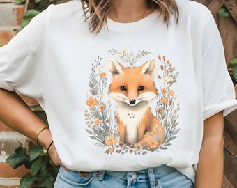 Fox  Cottagecore Shirt, Light Academia, Fairycore Clothing, Forest Animals, Forest Fox, Nature Shirt, Retro Fox Shirt, Vintage  Fox Clothing