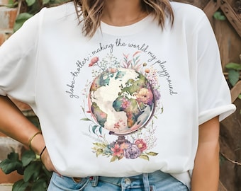 Traveler Gift Shirt, Vacation Shirt, Travel Lover, World Map Shirt, Airplane Mode Shirt, Globetrotter shirt, Wanderlust Adventure Tee Globe