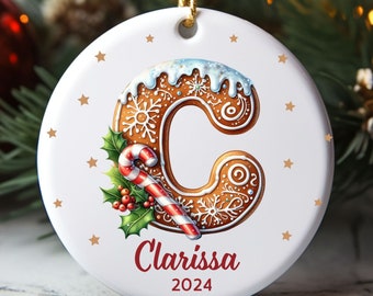 Letter Name Ornament,  Custom Initial Ornament, 2024 Family Ornament, Personalized, Christmas gift - Family Keepsake, Monogram Ornament