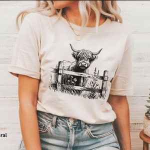 Cow Shirt, Highland Cow Shirt, Cow Shirt For Mom, Cow Gifts For Her, Heifer Shirt, Farm T-shirt, Ranch Tee, Farmer, Cowgirl, Vintage cow tee
