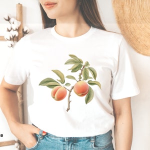 Peaches shirt, vintage peaches tee, cottage core clothing, botanical shirt, vintage cottage core shirt, retro peach shirt, fruit shirt gift