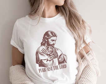 Vintage Jesus with Cat, Retro 90s jesus Tshirt, Retro Jesus Shirt, Cat lover shirt, He Is Rizzen Shirt, Funny Unisex Tee, Christian Shirts