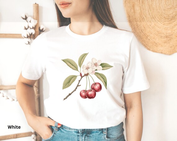 Cherry Tshirt, Cherries Vintage Graphic Tee, Vegetables