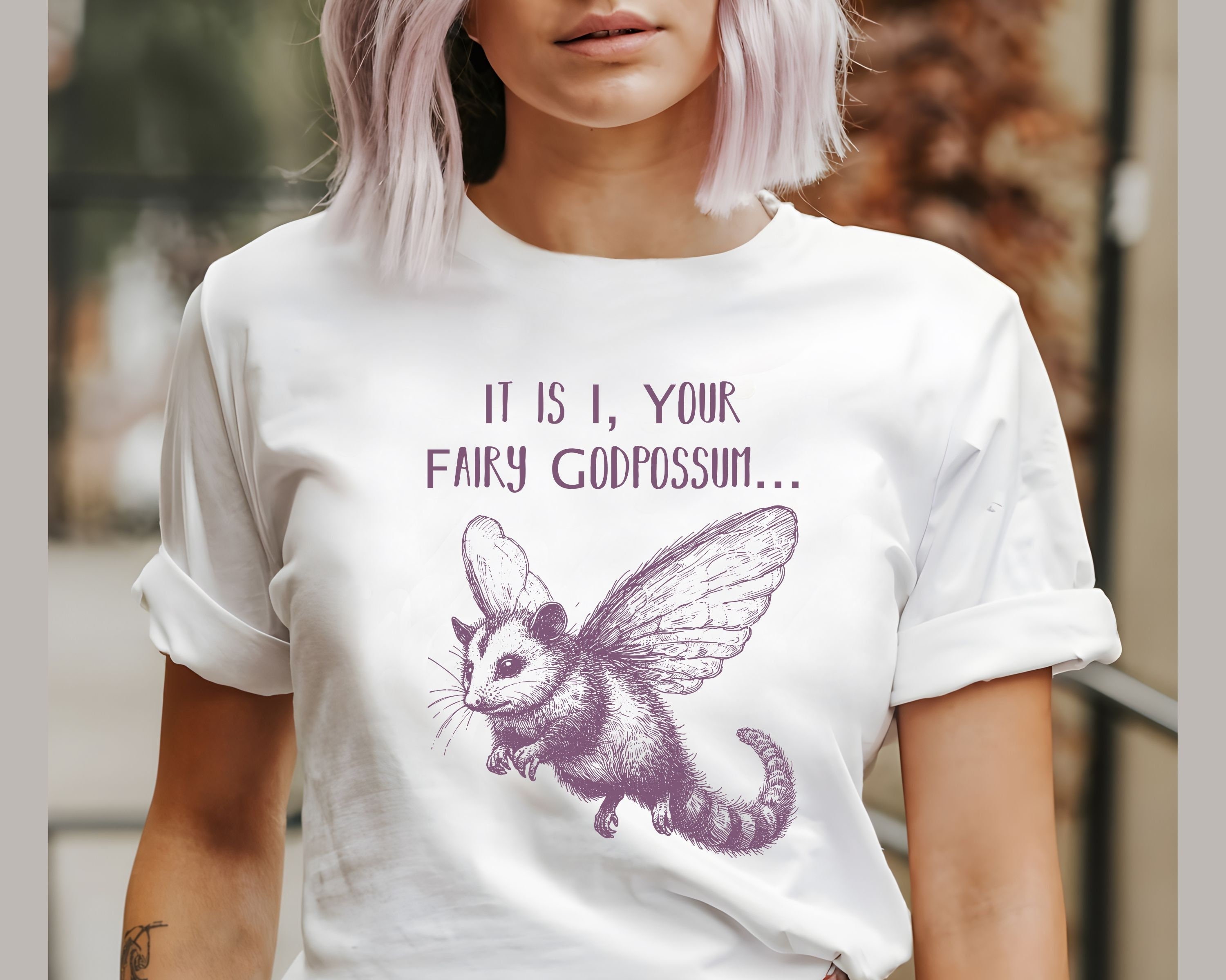 T-shirt rétro opossum, t-shirt opossum vintage, t-shirt meme, possum drôle, t-shirt, t-shirt panda poubelle, unisexe, c'est moi ta fée godpossum