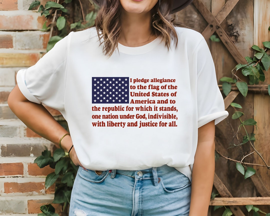 Pledge of Allegiance Flag, Teacher Shirt, American Fourth of July Ultra ...