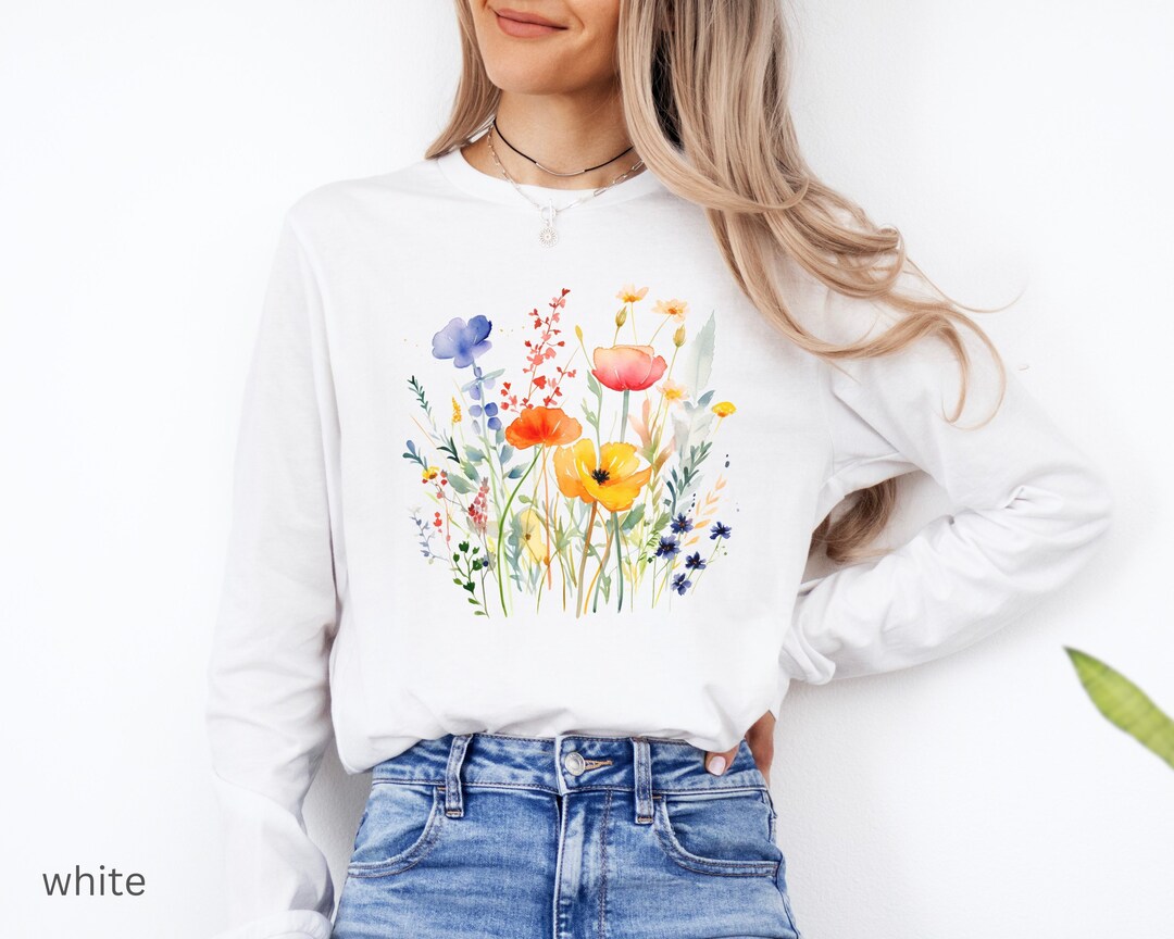 Pressed Flowers Tshirt, Boho Wildflowers Cottagecore Shirt, Vintage ...