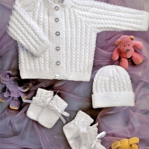 baby cardigan set knitting pattern in 4ply