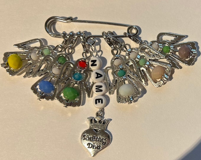 6 stitch markers Angel personalised gift knitting crochet
