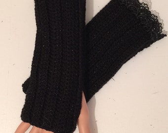 Handmade Wrist Warmers with lace detail