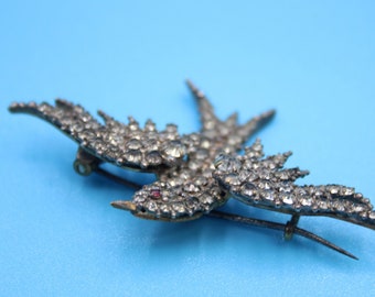 Victorian style silver swallow brooch