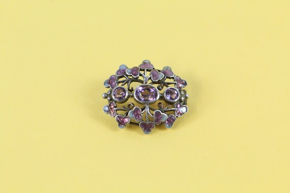 Exquisite Art Nouveau sterling silver enamel and a