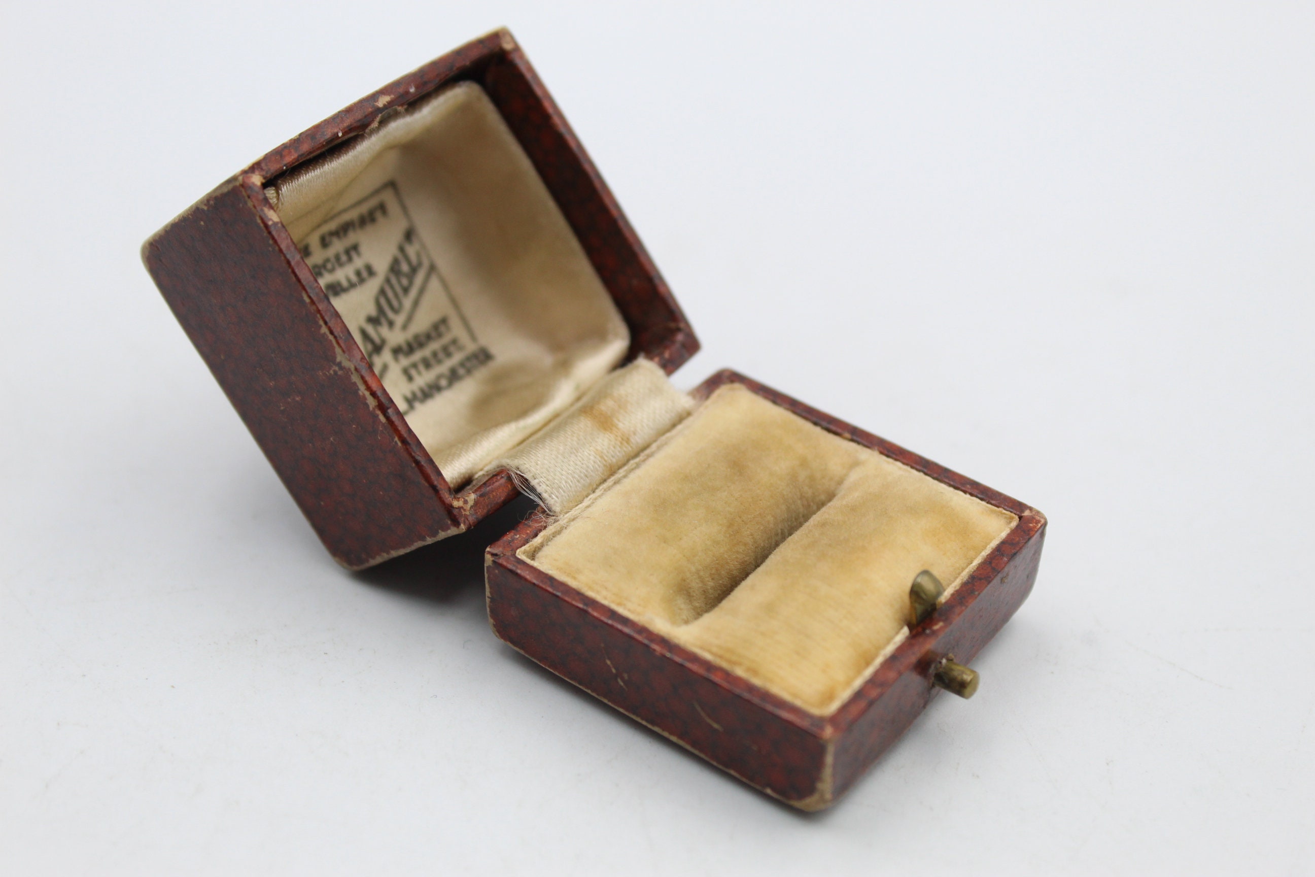 Antique H. Samuel ring box silk & cream velvet lined jewel Etsy