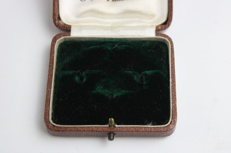 Antique emerald green lined dress stud box velvet lined case by Ernest Scanlan Preston
