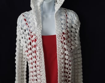 Woman's Hoodie-Handmade white