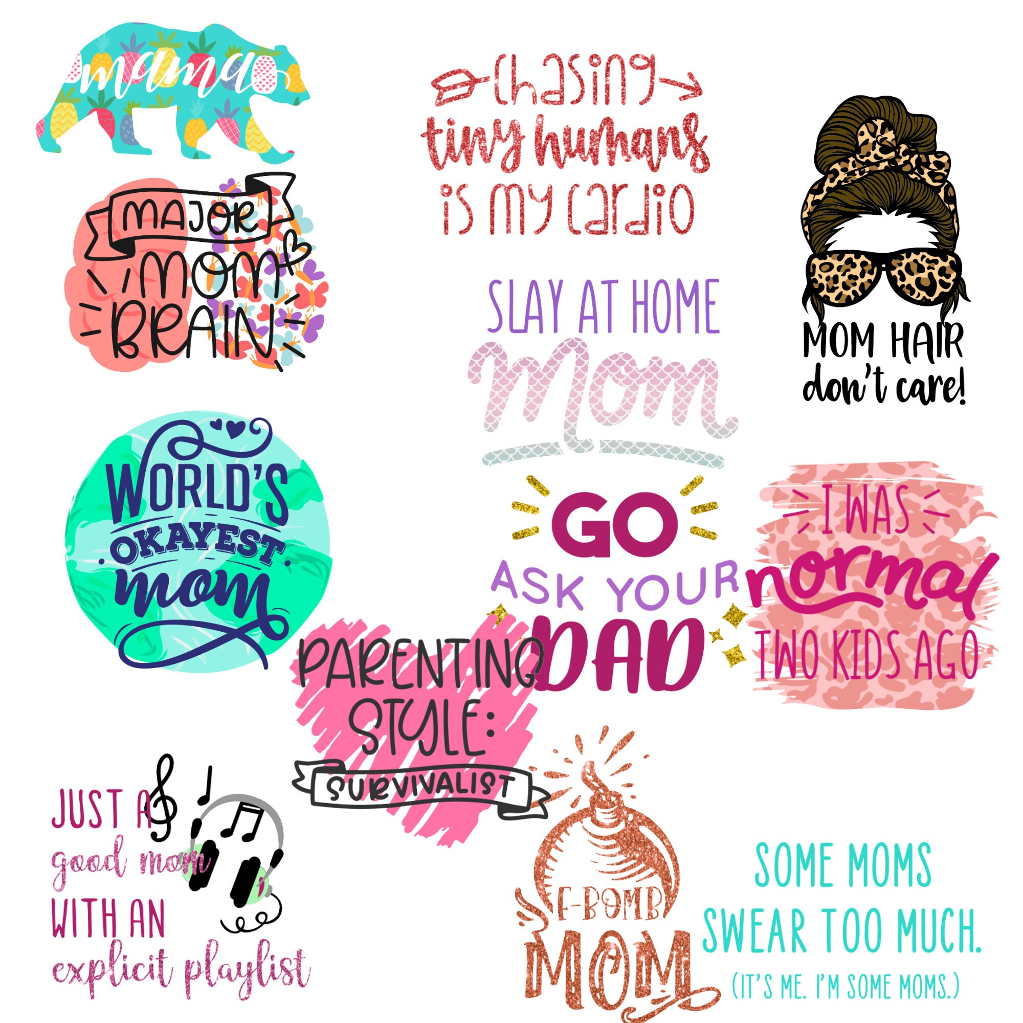Mom Stickers/Sticker Pack Fun Mom Stickers Mom Stickers Etsy