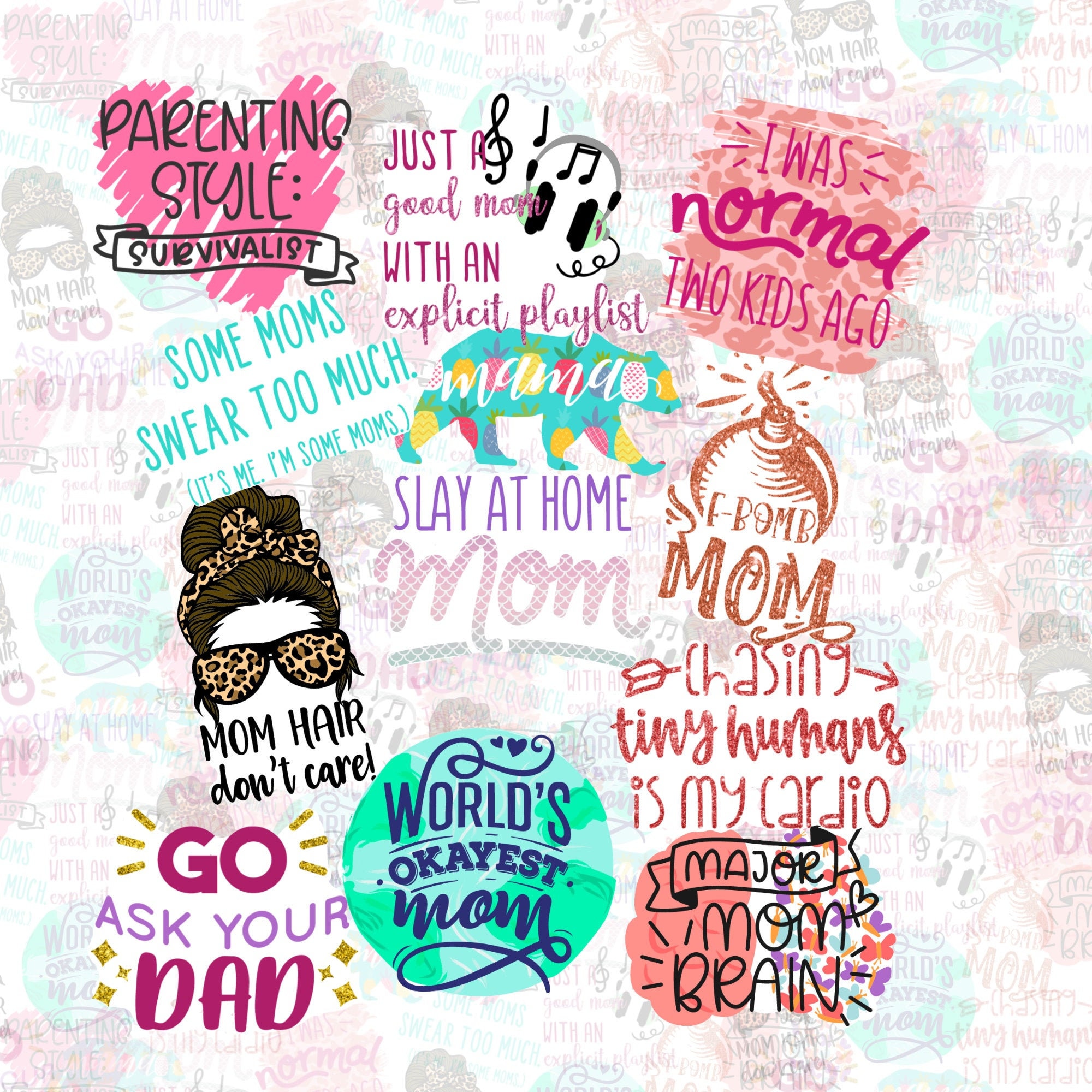 Mom Stickers/Sticker Pack Fun Mom Stickers Mom Stickers Etsy
