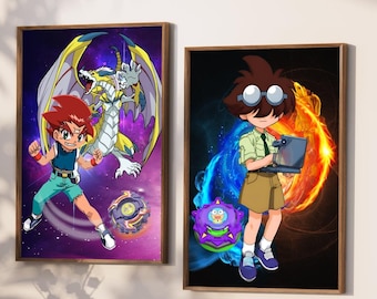Paquete de pósteres de Beyblade Daichi y Kenny tamaño A2