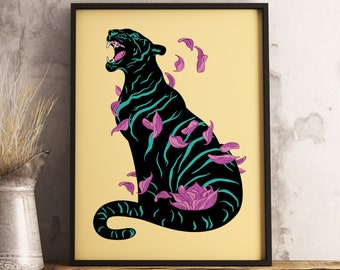 Panther Flowers Poster