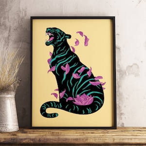 Panther Flowers Poster