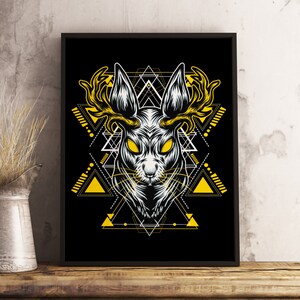 Geometric Mythical Rabbit Poster