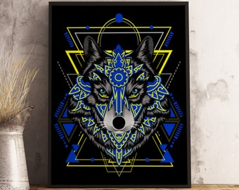 Geometric Wolf Poster