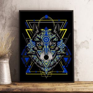 Póster del lobo geométrico