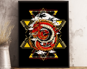Geometrisches Drachen Poster