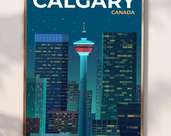 Calgary Travel Poster | Calgary Vintage Print | Calgary Travel Prints | Calgary Gift Art | Calgary Wall Hanging Decoration | Canada Print