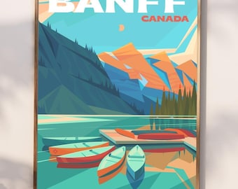 Banff Canada Travel Poster | Banff National Park Print | Banff Travel Prints | Canada Gift Art | Banff Wall Hanging Poster Decor