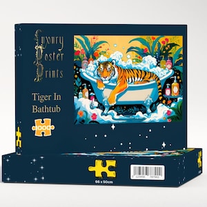 Tiger in Bathtub Jigsaw Puzzle | Premium 1000, 500, 100 or 48 Pieces | Jigsaw Puzzle for Adults | Premium Jigsaw Pieces | British made