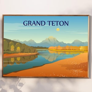 Grand Teton Travel Poster | Grand Teton Vintage Print | Grand Teton Travel Prints | Grand Teton Gift | Grand Teton Wall Hanging Decoration
