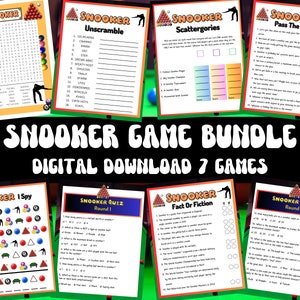 Snooker Games Bundle | 7 Printable Games | Puzzles for Kids and Adults | Printables | Snooker Activity | Puzzles | Instant Download PDF