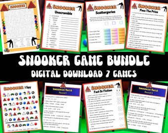 Snooker Games Bundle | 7 Printable Games | Puzzles for Kids and Adults | Printables | Snooker Activity | Puzzles | Instant Download PDF