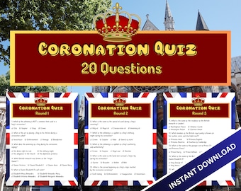 Coronation Quiz | Coronation Trivia | King Charles III | Coronation Activities | Trivia Game | Royal Family | Coronation Gifts | Digital PDF