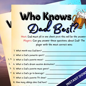 Who Knows Dad Best Game - Digital Download