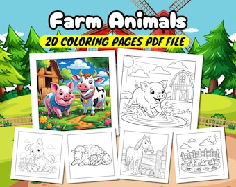 Farm Animals Coloring Book PDF | 30 Coloring Pages | Fun Printable Activity Book | Kids & Adult Coloring Fun | Farm Coloring Pages