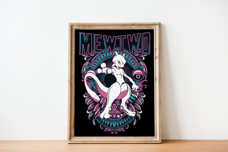 Mewtwo Lettering Mewtwo - Etsy