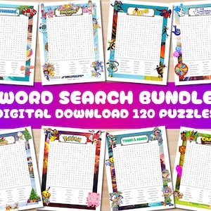 Word Search Bundle | 120 Printable Pages | Puzzles for Kids and Adults | Printable Games | Word Search Activity | Instant Download PDF