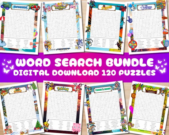 Word Search Bundle | 120 Printable Pages | Puzzles for Kids and Adults | Printable Games | Word Search Activity | Instant Download PDF