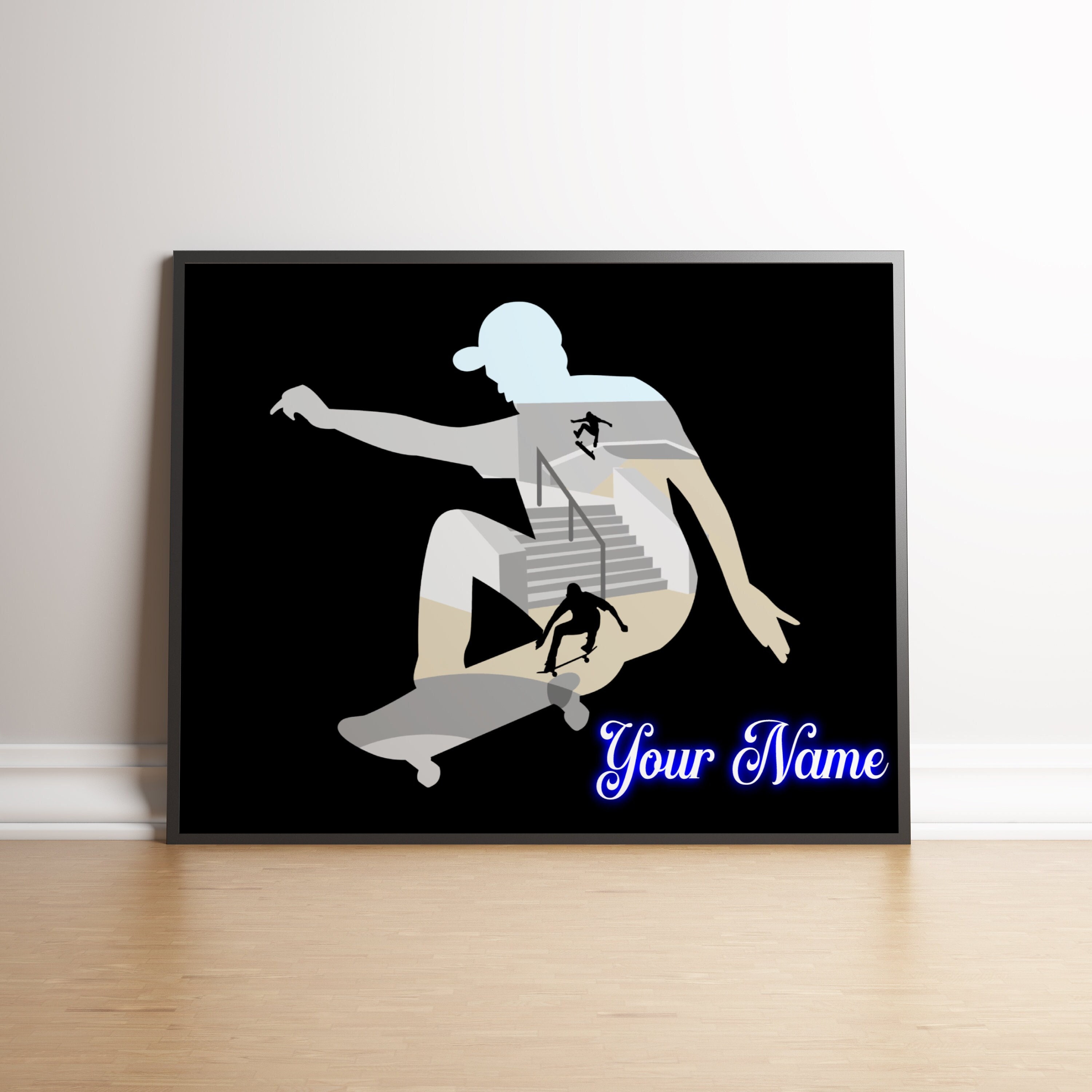 Personalised Skateboard Scenery Poster - Etsy 日本