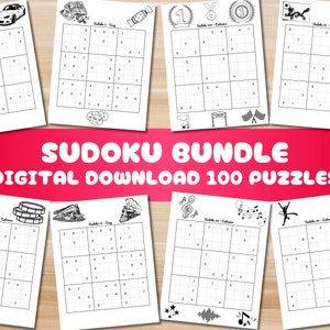 100 Sudoku Bundle | Printable Pages | Puzzles for Adults and Kids | Printable Games | Sudoku Puzzle Book | Instant Download PDF