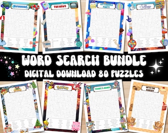 Word Search Bundle | 80 Printable Pages | Puzzles for Kids and Adults | Printable Games | Word Search Activity | Instant Download PDF