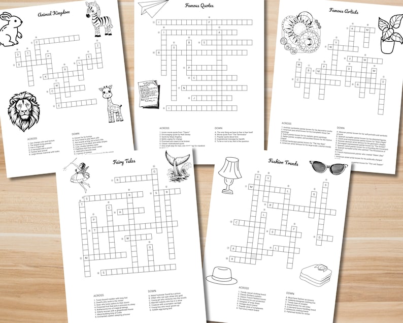 100 Kreuzworträtsel | Druckbare Seiten | Puzzles für Erwachsene und