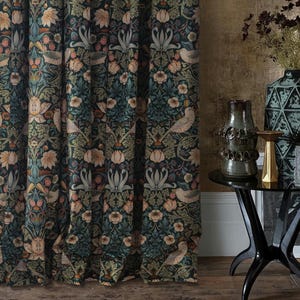 William Morris Strawberry Thief Curtains: Vintage Linen or Velvet Drapes