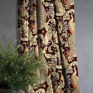 William Morris Blackout Curtains: Forest Print, Vintage Victorian Decor