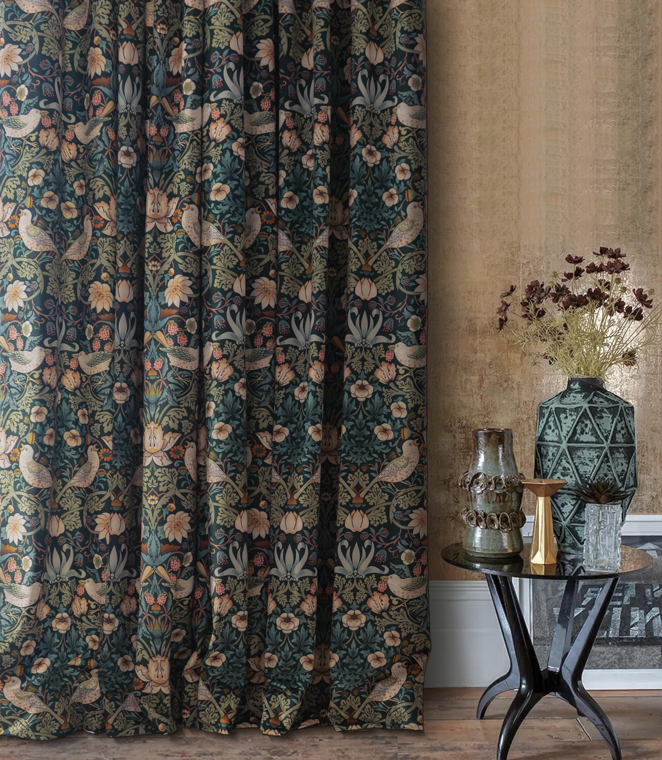 William Morris Strawberry Thief Curtains: Vintage Linen or Velvet