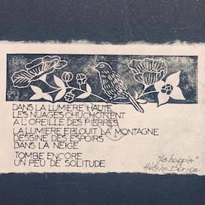 Linoleografia su carta - poesia di Hélène Dorion