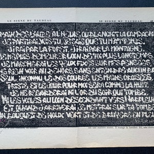 Linoleografia, incisione su carta della poesia di Victor Hugo "domani dall'alba" / incisioni su linoleum intagliate e stampate a mano